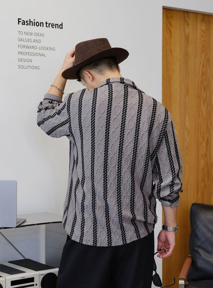 Striped Long-Sleeve Casual Shirt