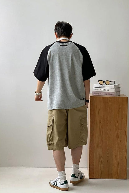 Color Block Letter Print Tee