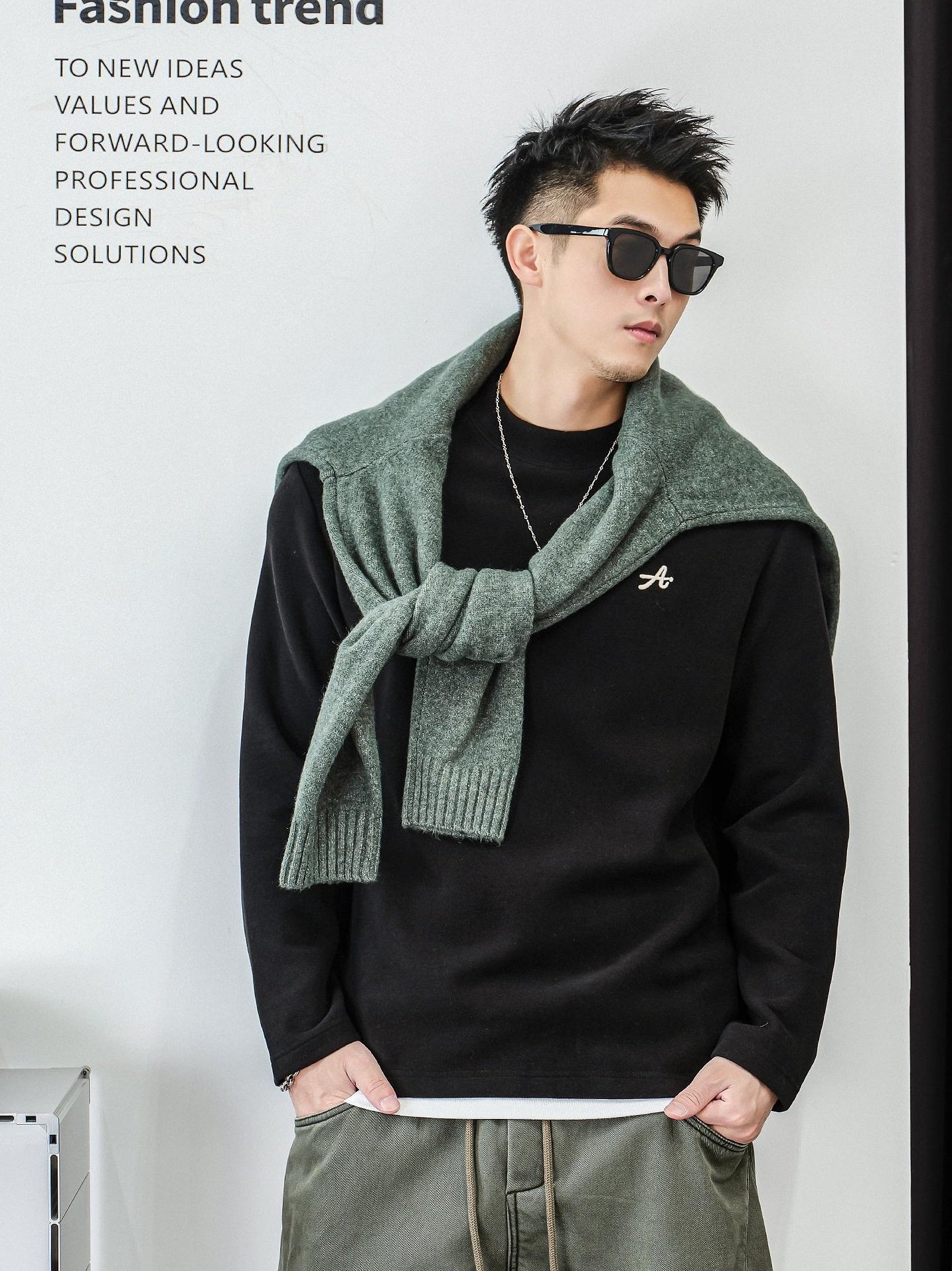 Cozy Mixed Fabric Long Sleeve