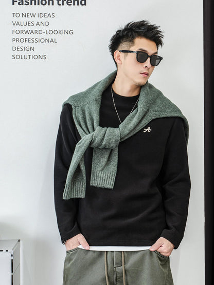 Cozy Mixed Fabric Long Sleeve