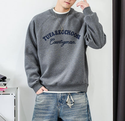 Casual fleece embroidered sweatshirt