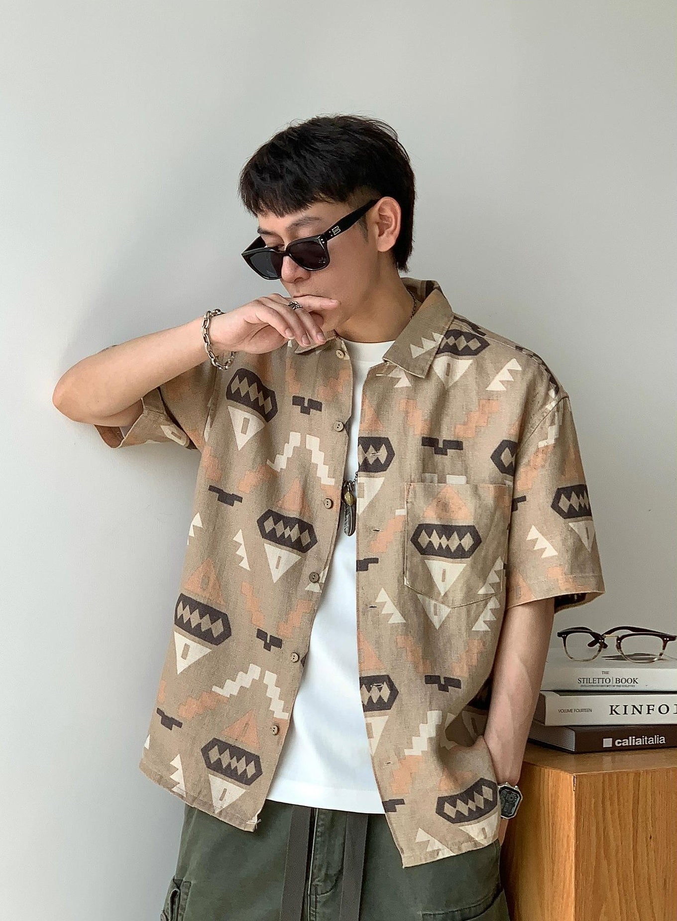Retro Linen Short-Sleeve Shirt