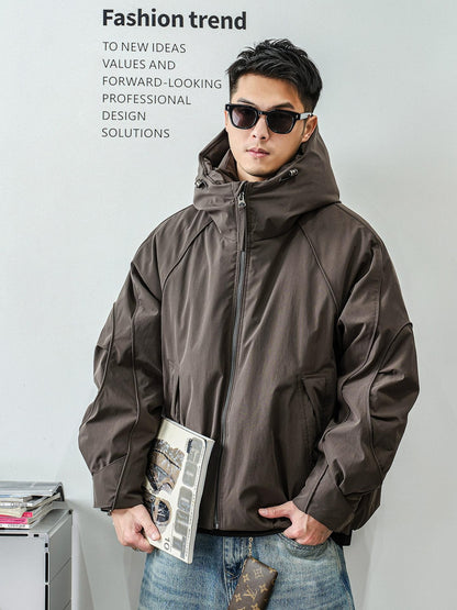 ドローストリングフードダウンジャケット