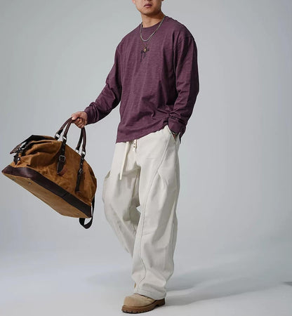 刺繍入りフリース長袖Tシャツ