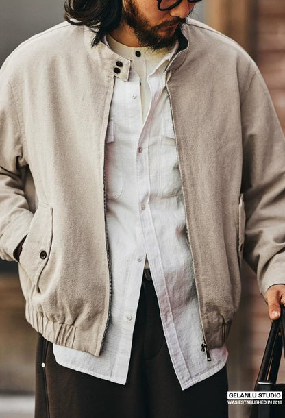 リネンブレンドハリントンジャケット