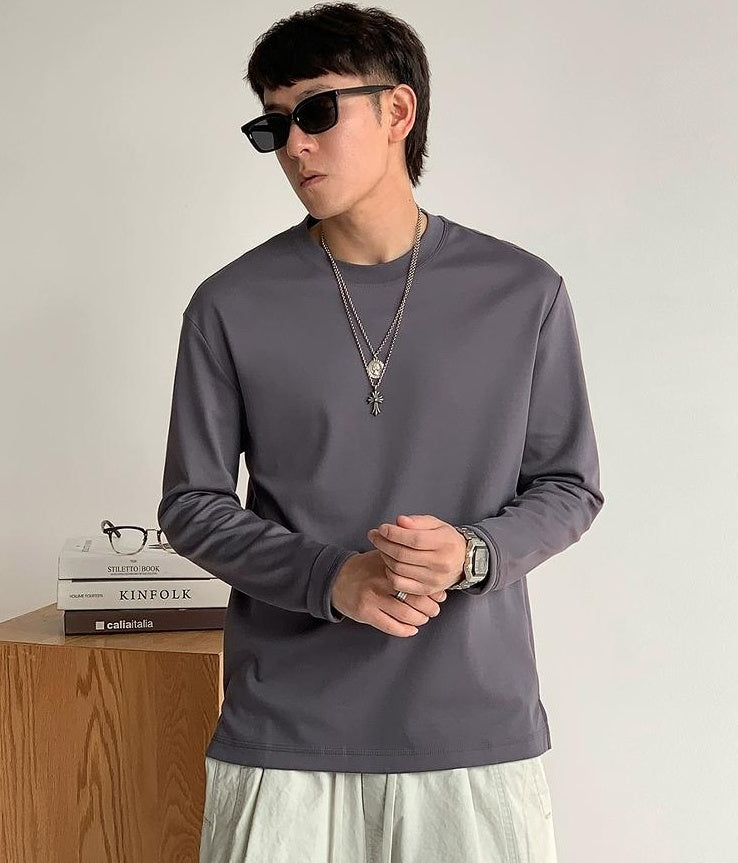 通気性綿ロングスリーブTシャツ