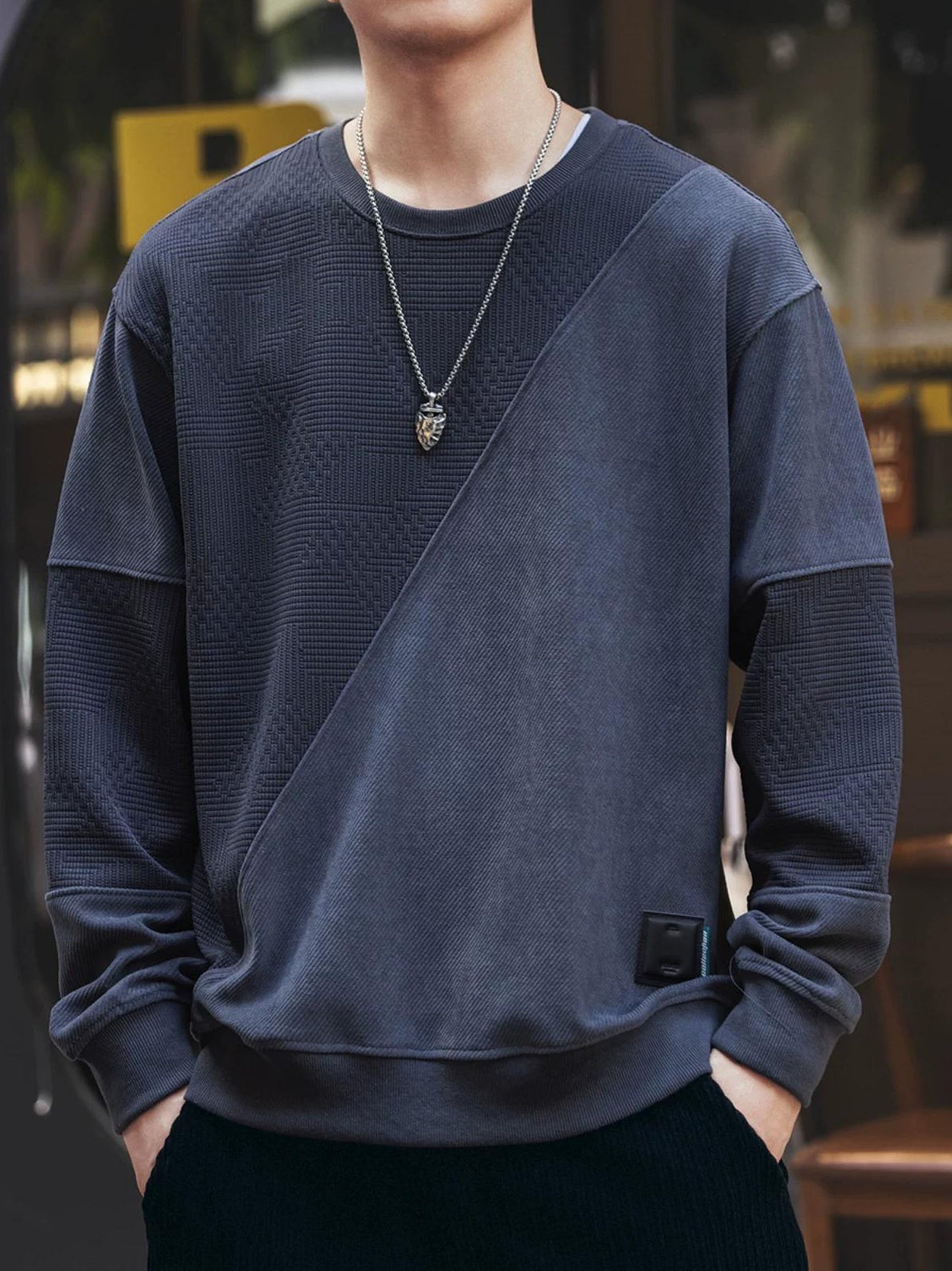 レトロ パッチワーク スウェットシャツ