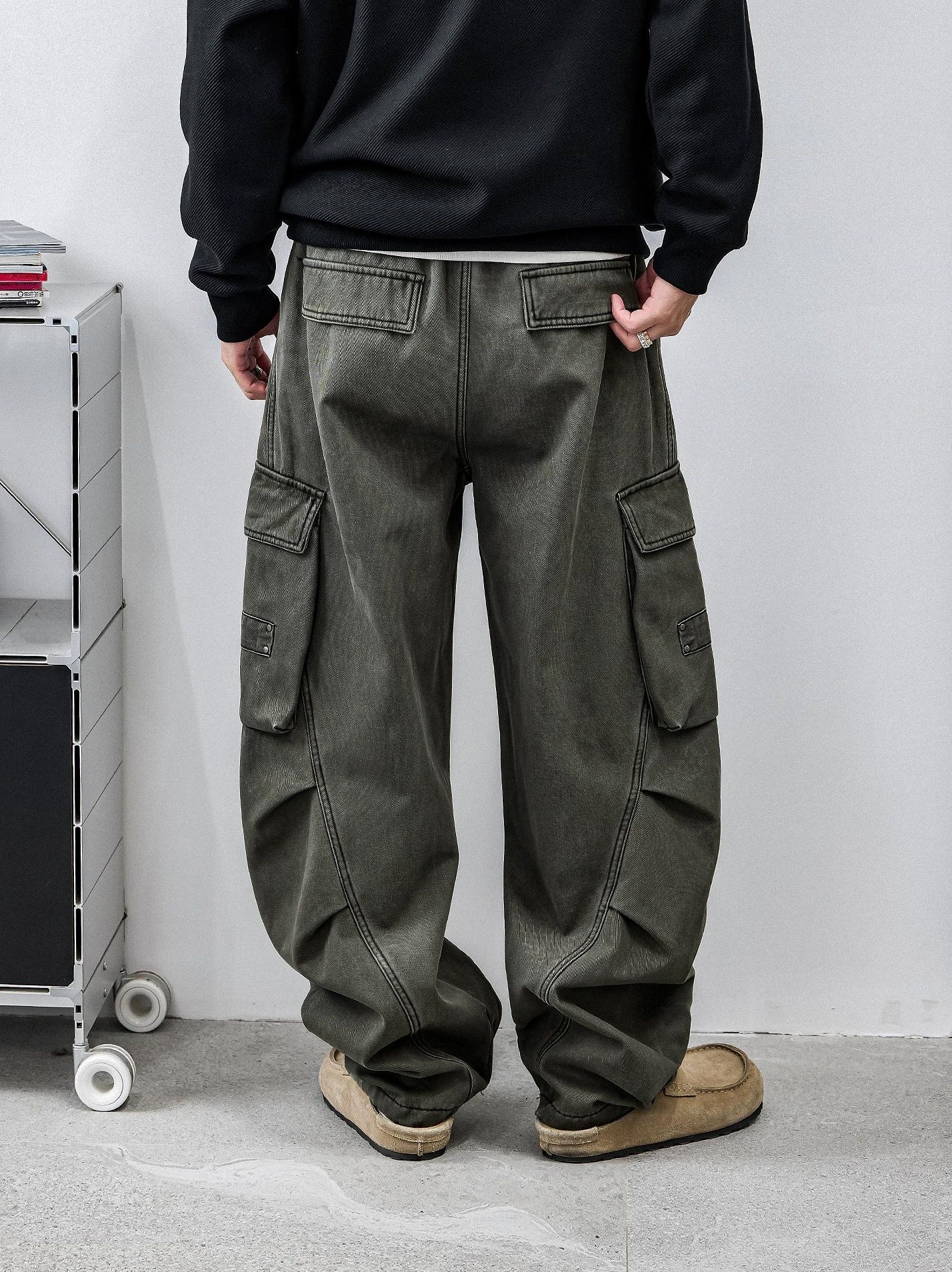 Retro Green Multi-Pocket Work Pants