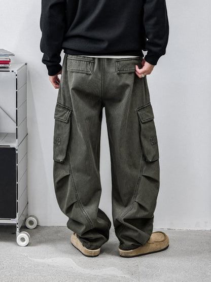 Retro Green Multi-Pocket Work Pants