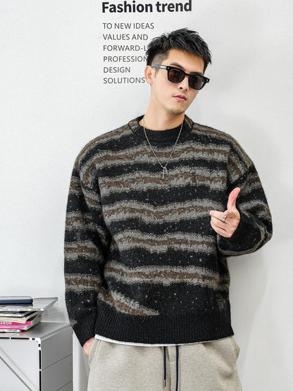 レトロストライプニットジャンパー