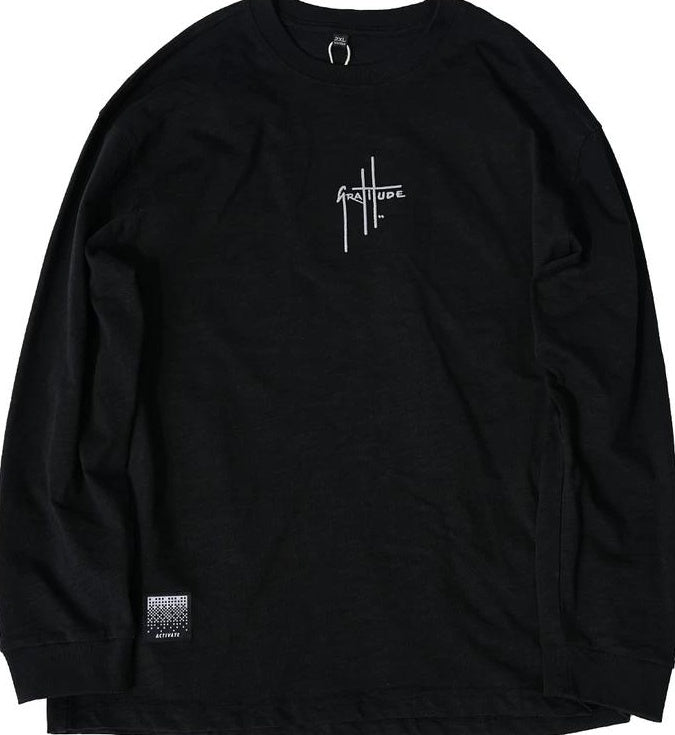 刺繍入りフリース長袖Tシャツ