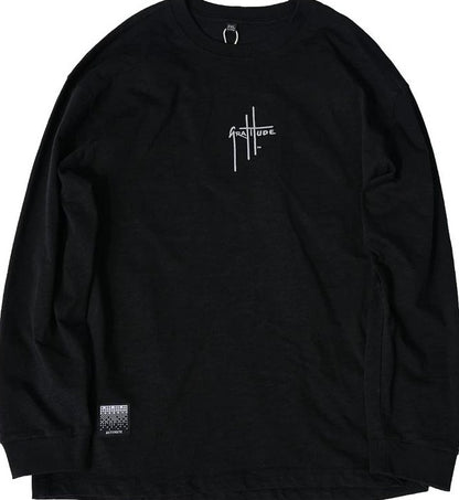 刺繍入りフリース長袖Tシャツ