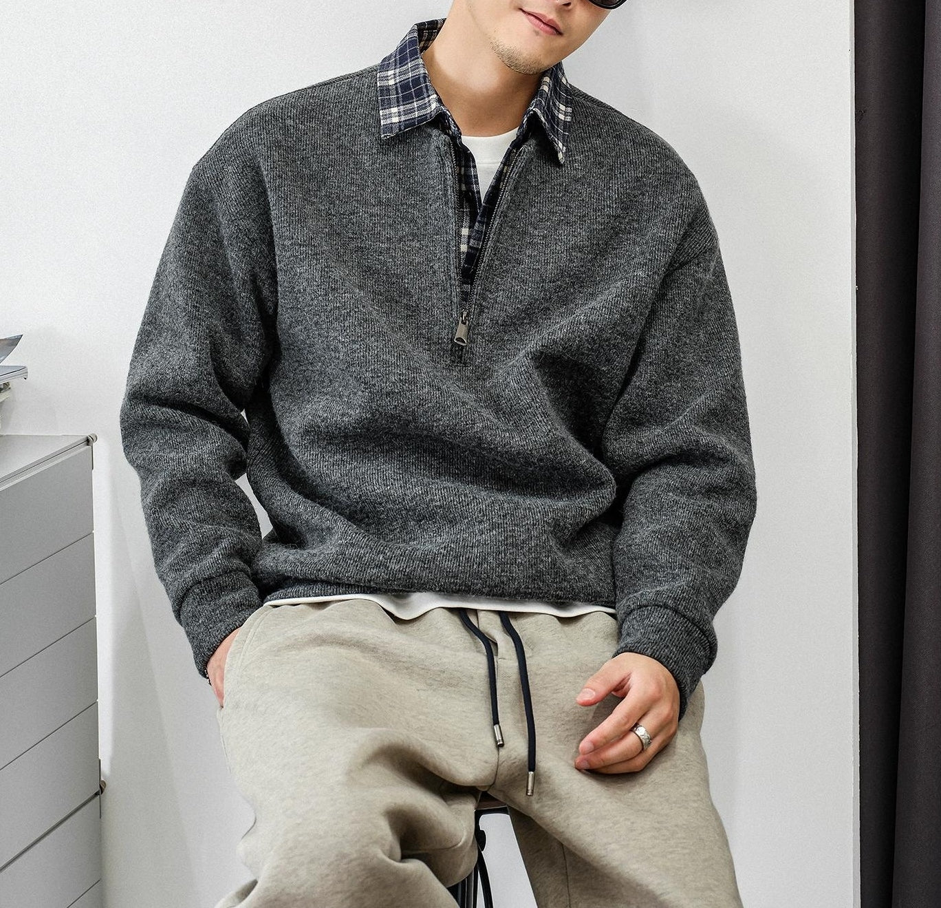 Patchwork Zip Sweater Jacket