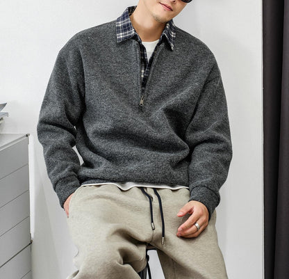 Patchwork Zip Sweater Jacket