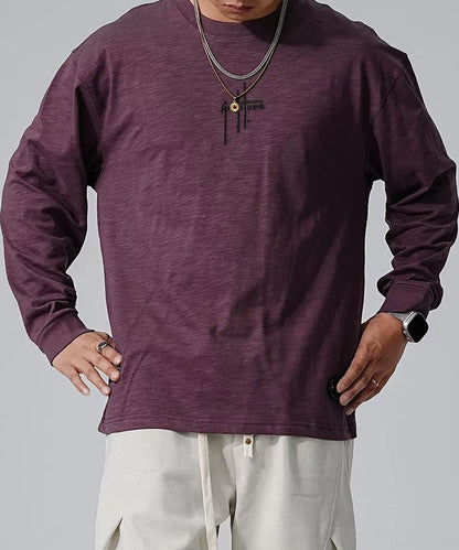 刺繍入りフリース長袖Tシャツ