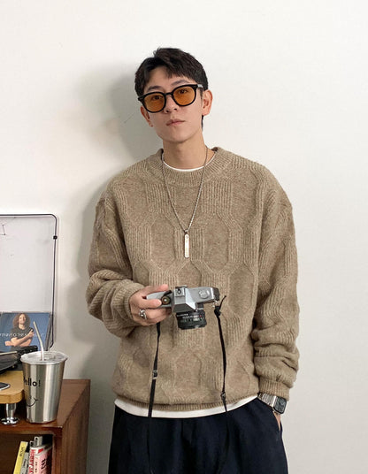 Wool-blend jacquard knit sweater