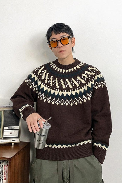Retro Fair Isle Knit Sweater