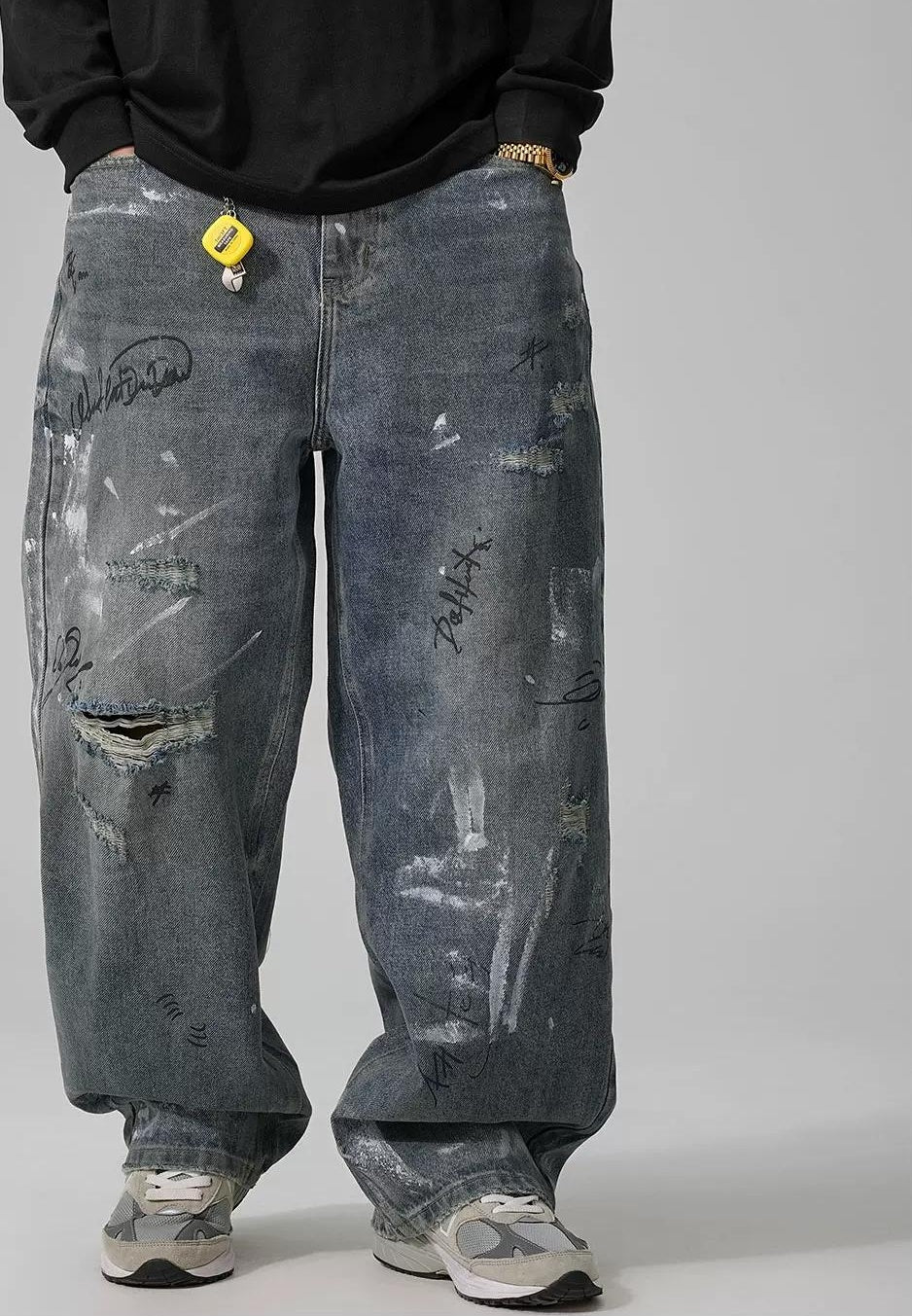 ストリートスタイルワイドレッグジーンズ