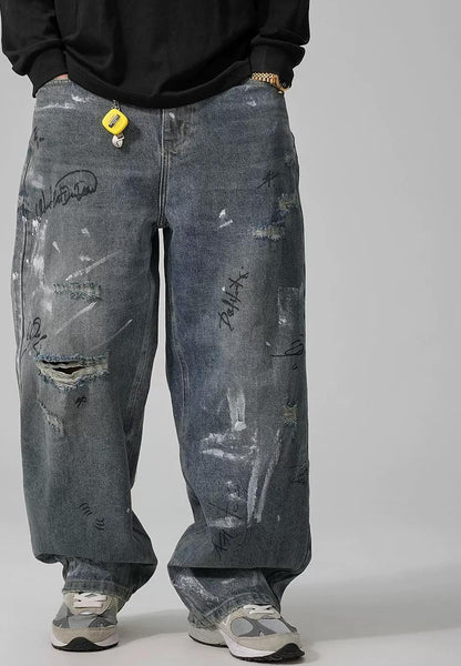 ストリートスタイルワイドレッグジーンズ