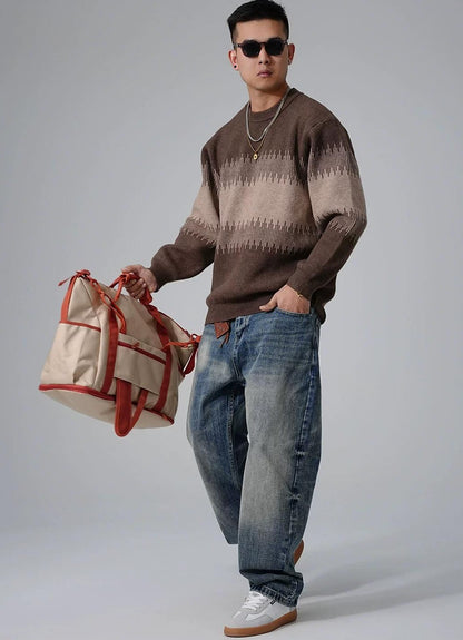 Color Block Round Neck Sweater