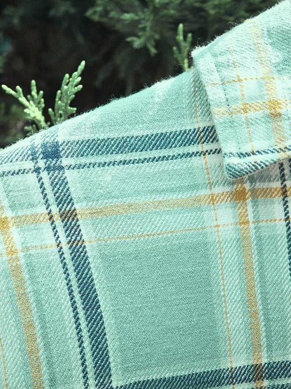 Plaid Spliced Long Sleeve Shirt