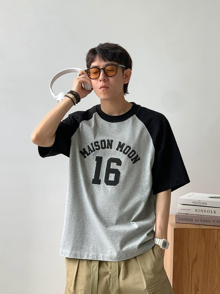 Color Block Letter Print Tee