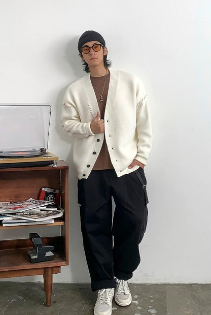 Heavyweight V-neck cardigan
