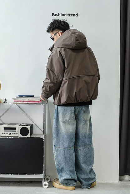 ドローストリングフードダウンジャケット