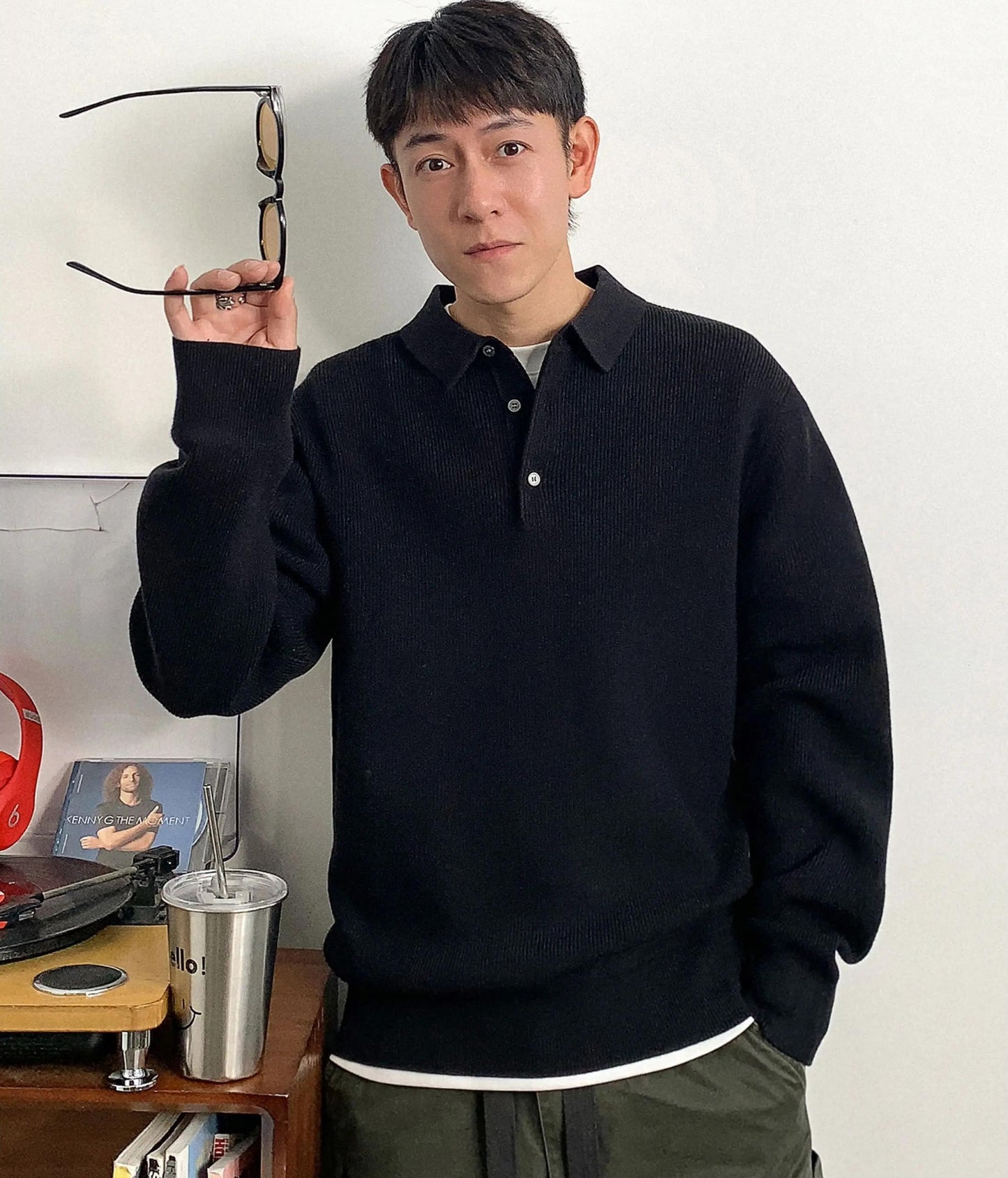 カジュアルニットポロジャンパー