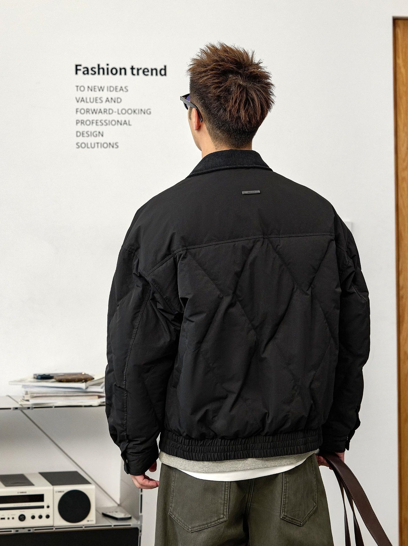 Black Lapel Down Jacket