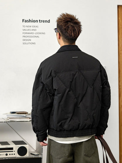 Black Lapel Down Jacket
