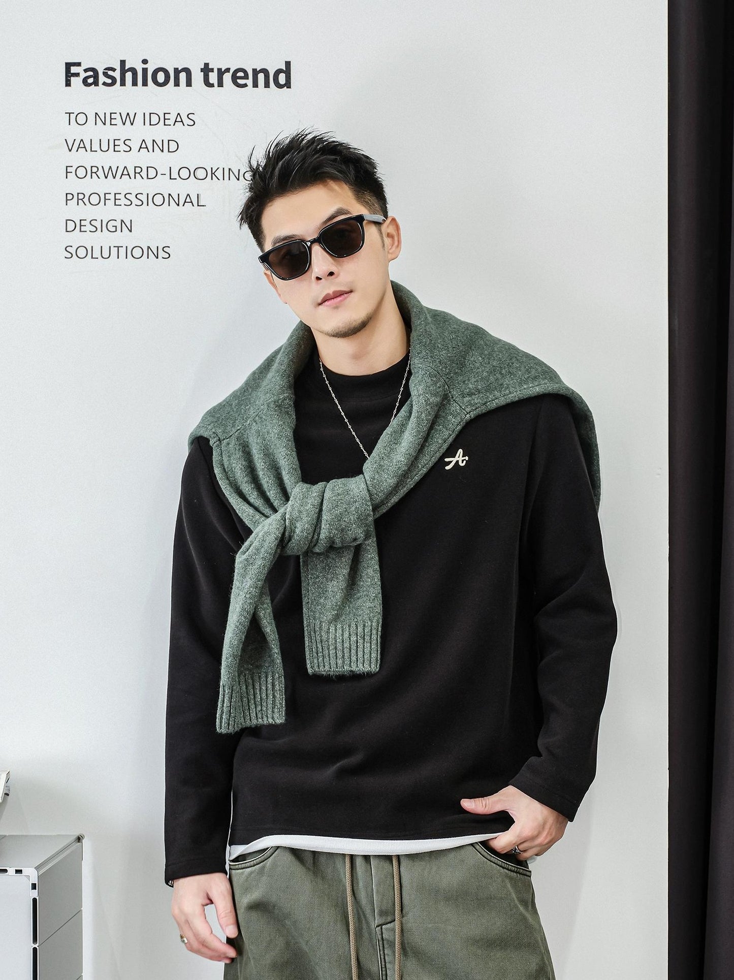 Cozy Mixed Fabric Long Sleeve