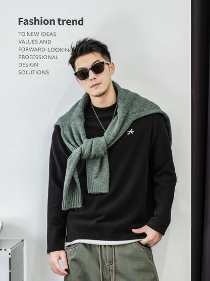 Cozy Mixed Fabric Long Sleeve