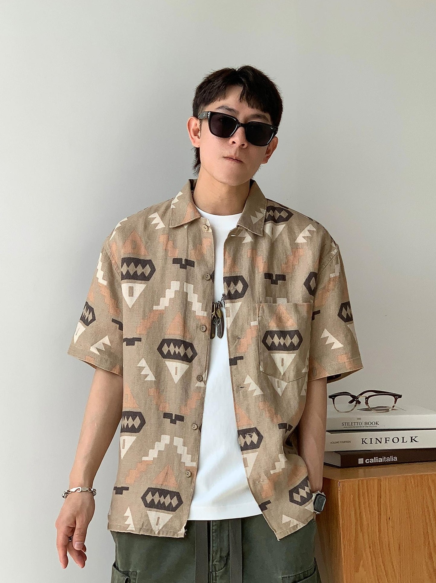 Retro Linen Short-Sleeve Shirt