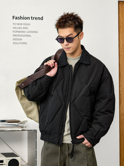 Black Lapel Down Jacket