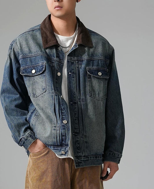 レトロコーデュロイデニムジャケット