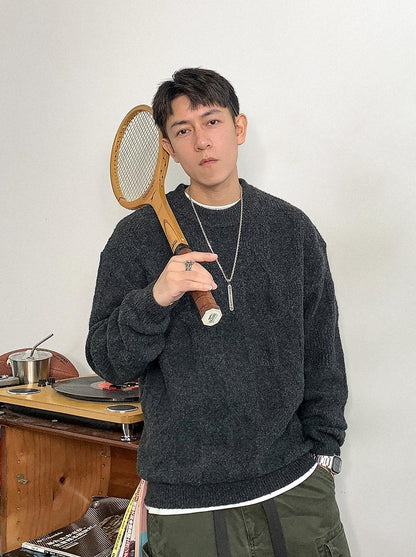 Wool-blend jacquard knit sweater
