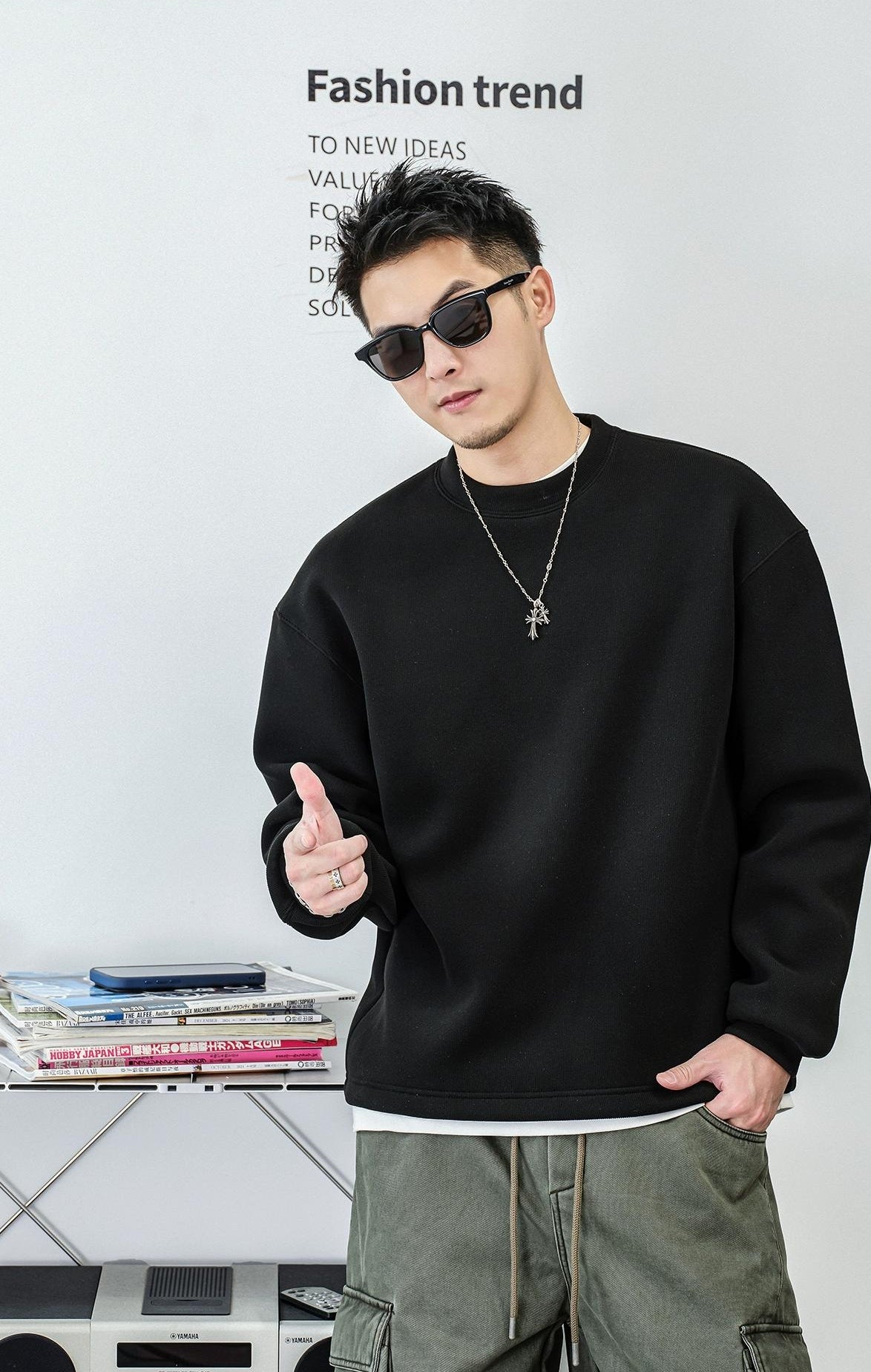 テクスチャードフリースセータートップ