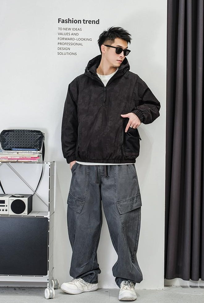 ファッションカモフラージュハーフジップジャケット