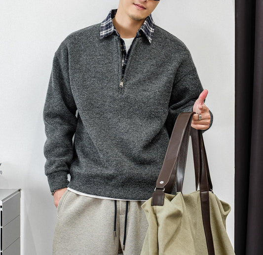 Patchwork Zip Sweater Jacket