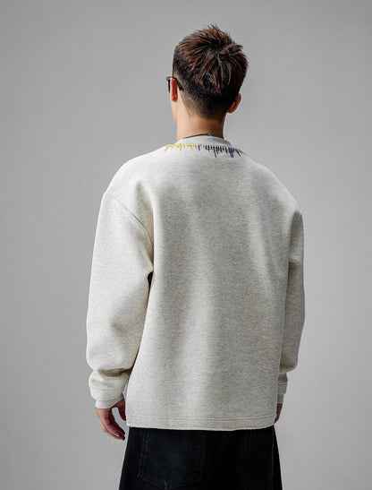 Cozy Embroidered Crew Neck Sweater
