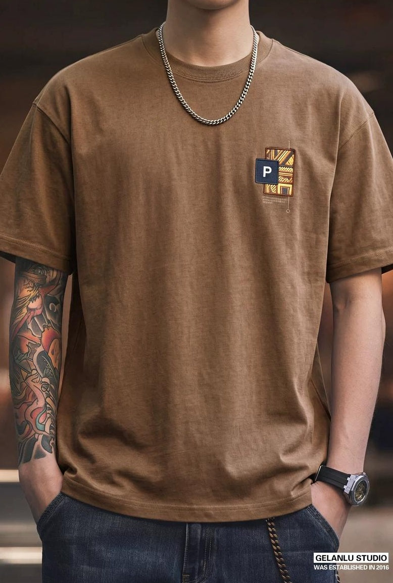 エスニックプリントコットンＴシャツ