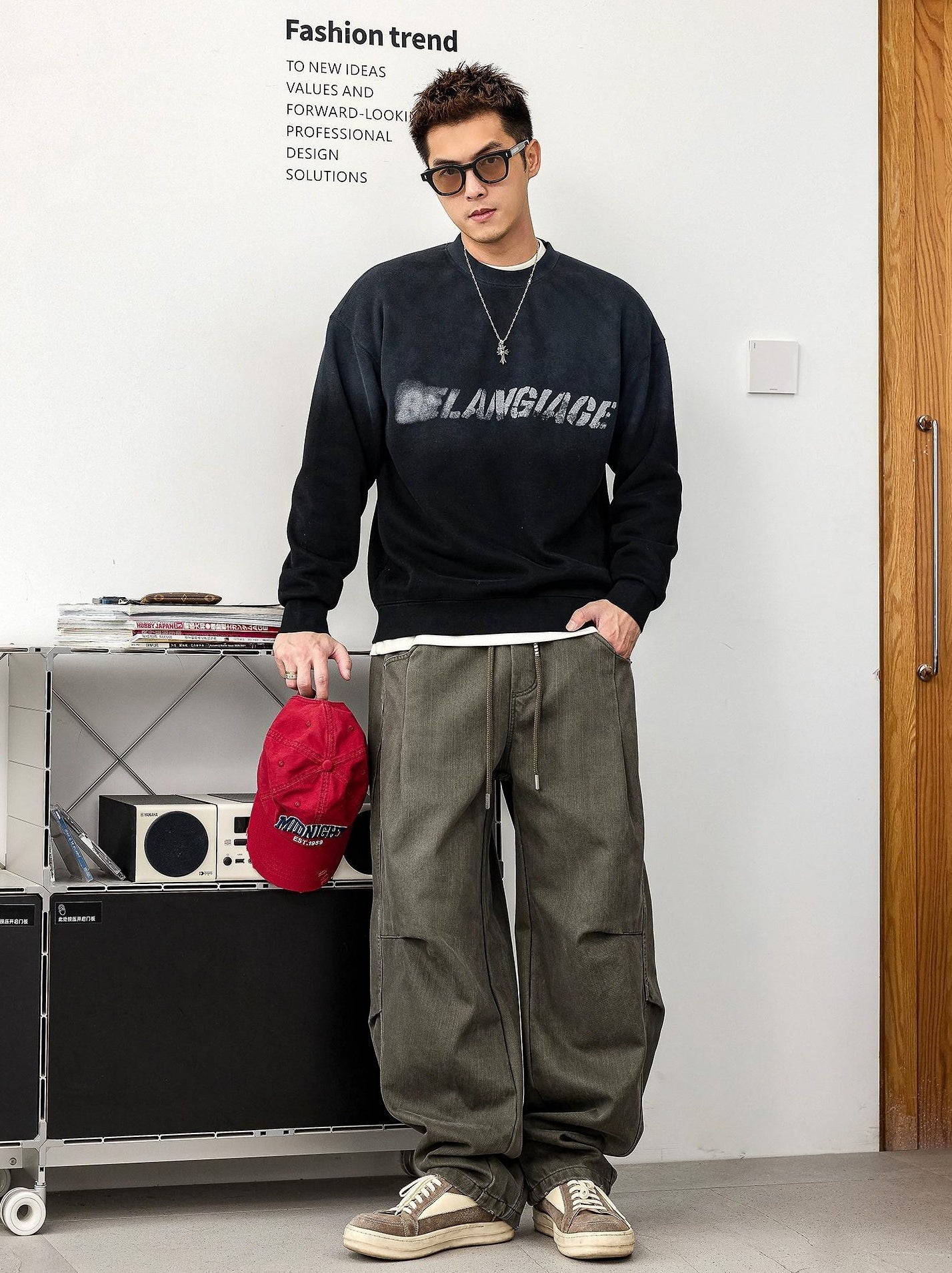 グラフィックプリントストリートセーター