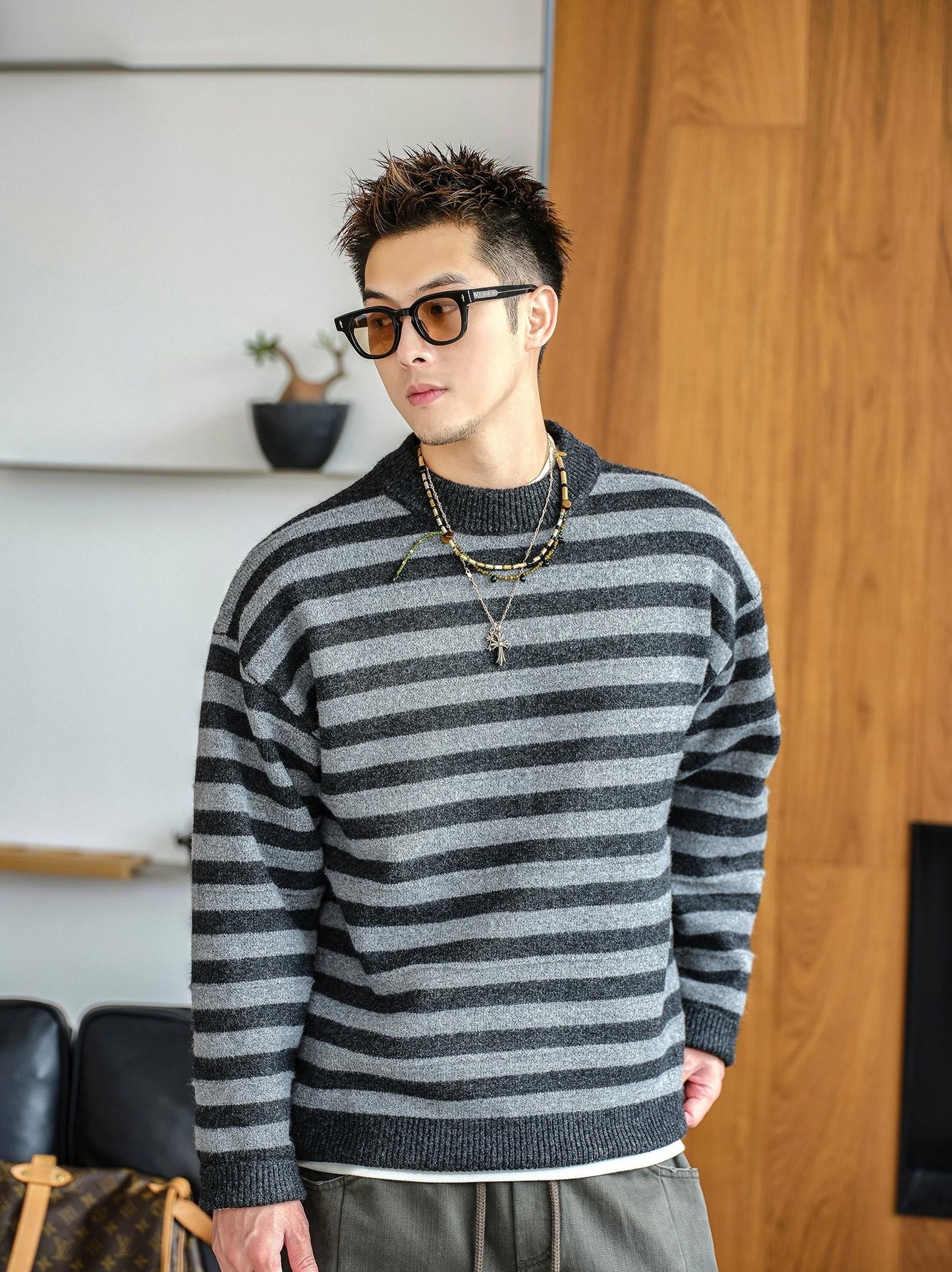 Retro Striped Knit Sweater