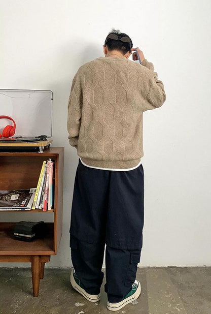 Wool-blend jacquard knit sweater