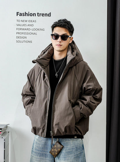 ドローストリングフードダウンジャケット