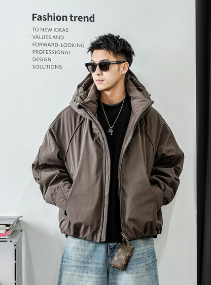 ドローストリングフードダウンジャケット