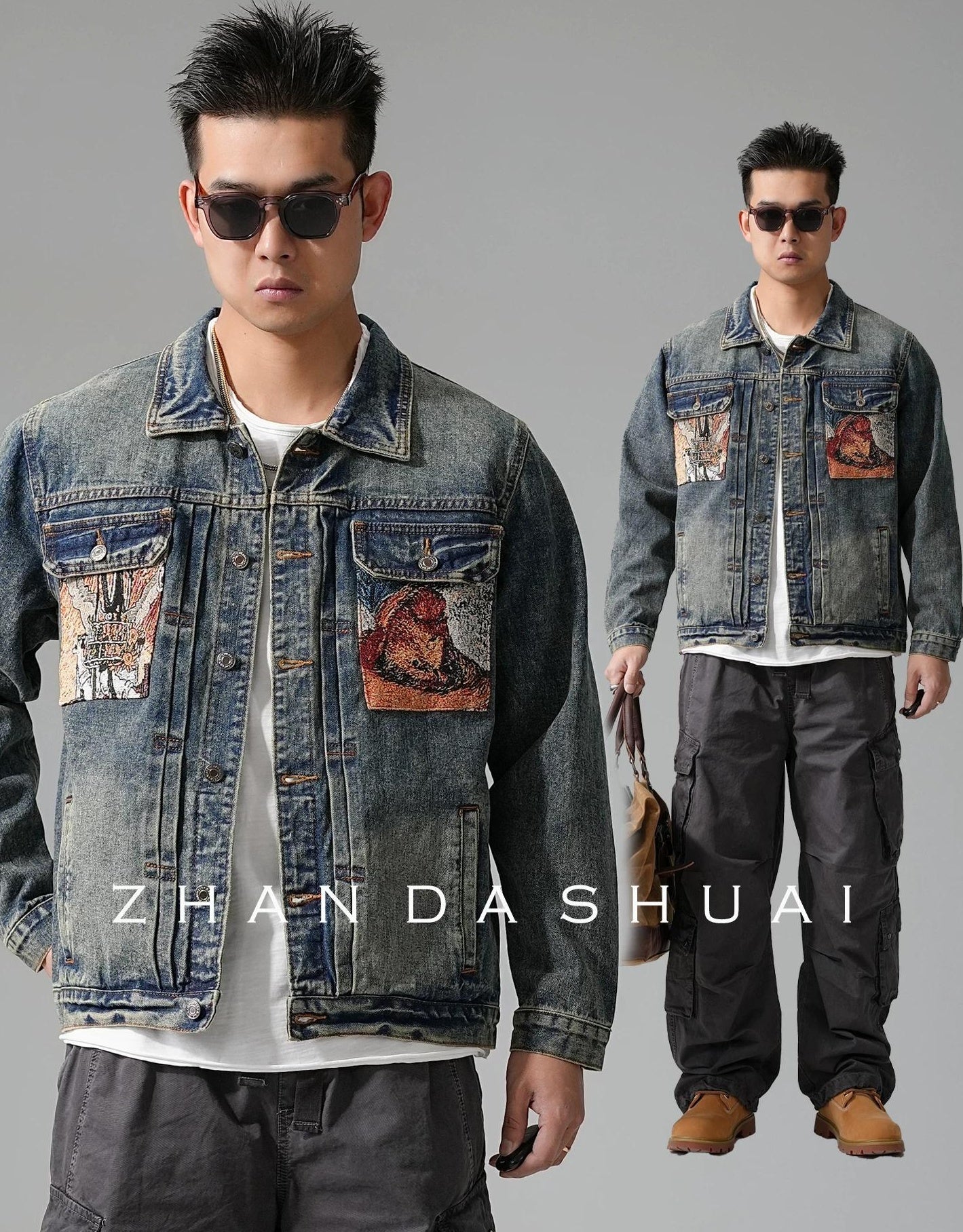 ヘビー刺繍デニムジャケット