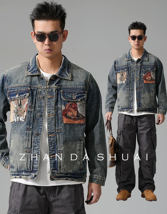 ヘビー刺繍デニムジャケット