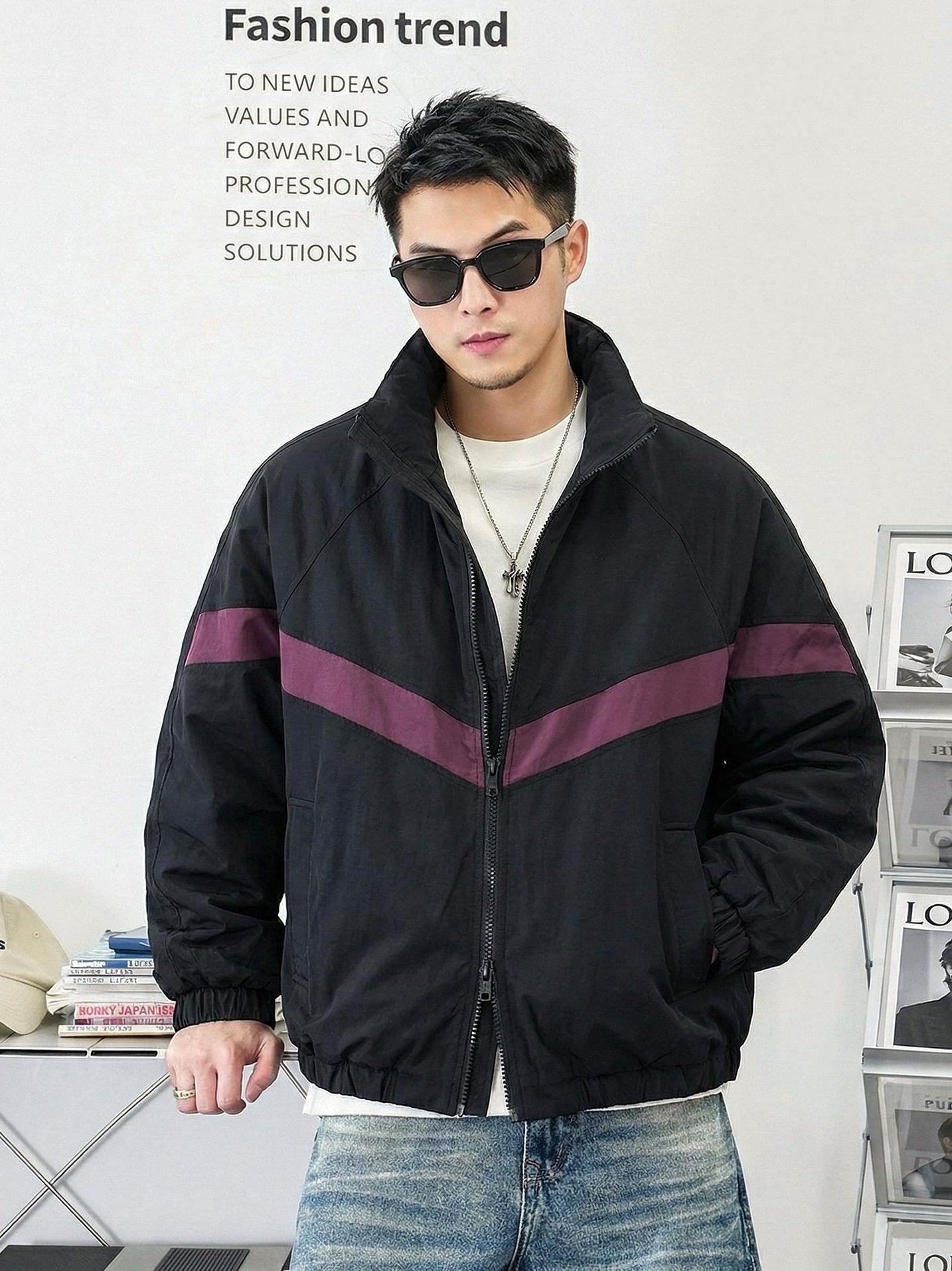 ダブルジップスタンドカラー ダウンジャケット